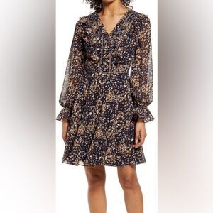 Shani floral long sleeve fit and flare dress size 10 nwt